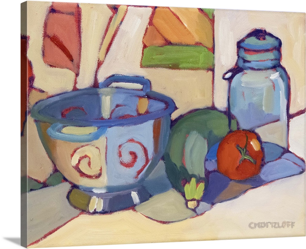 The new vintage kitchen, 2024. (Originally oil on canvas.)