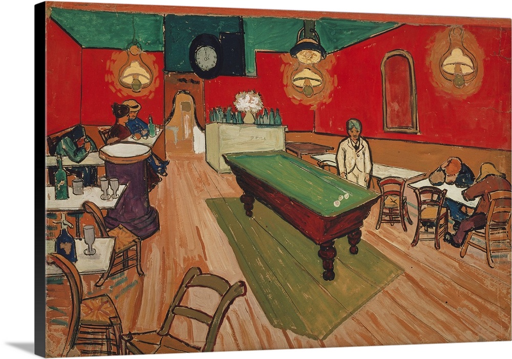 The Night Cafe in Arles, 1888. Originally watercolor on paper.