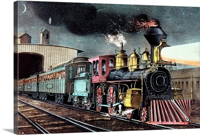 The Night Express: The Start, published by Nathaniel Currier (1813-88) and James Merritt