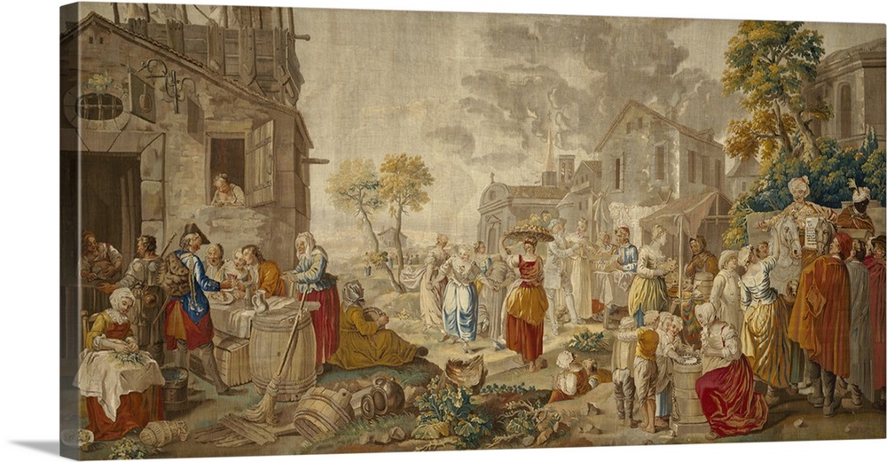 The Outdoor Market, from Village Festivals, 1775-89, wool and silk, slit and double interlocking tapestry weave.