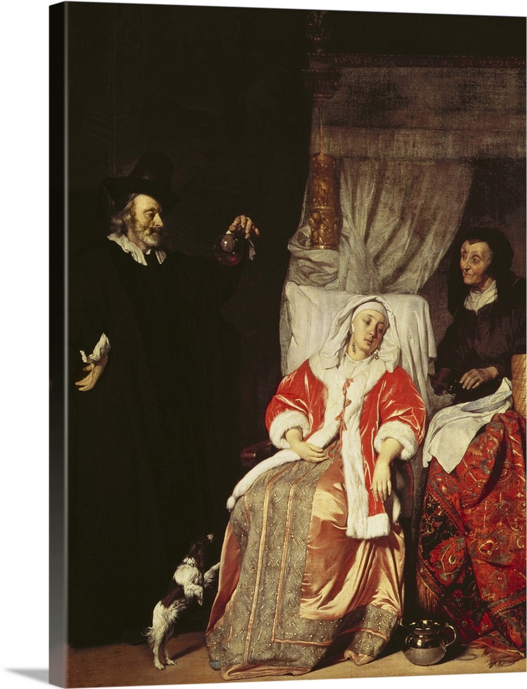 BAL37531 The Patient and the Doctor, 1660s  by Metsu, Gabriel (1629-67); oil on canvas; 61x48 cm; Hermitage, St. Petersbur...