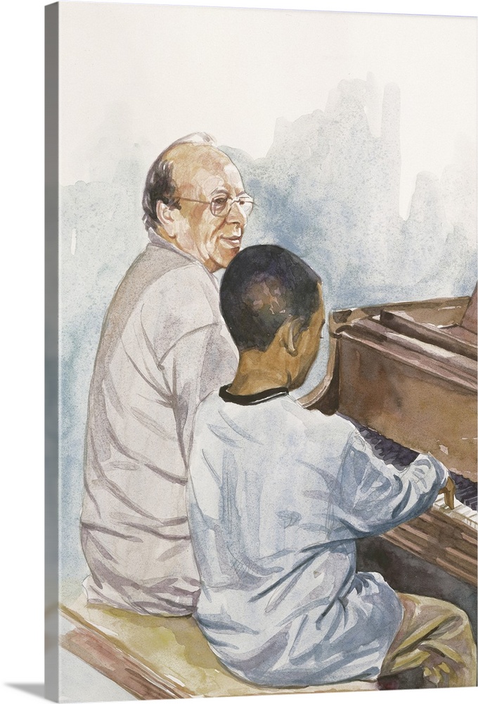 The Piano Lesson, 2003 (watercolor on paper) by Colin Bootman.