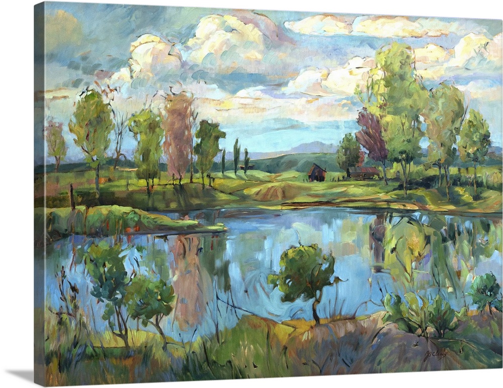 The pool, c.1990-2005. (Originally oil on canvas.)