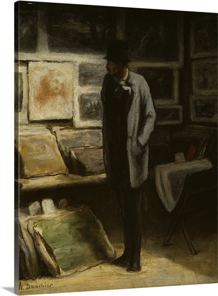 The Print Collector, c.1857-63, oil on cradled panel.