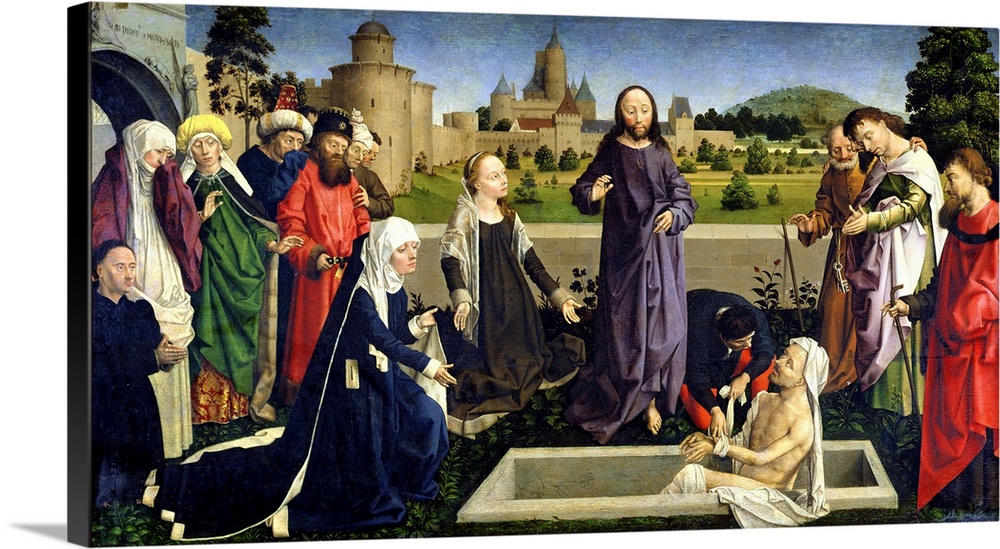 XIR94959 The Raising of Lazarus (oil on panel); by Master of Coetivy, (Henri de Vulcop) (fl.1450-75); 78.5x141 cm; Louvre,...