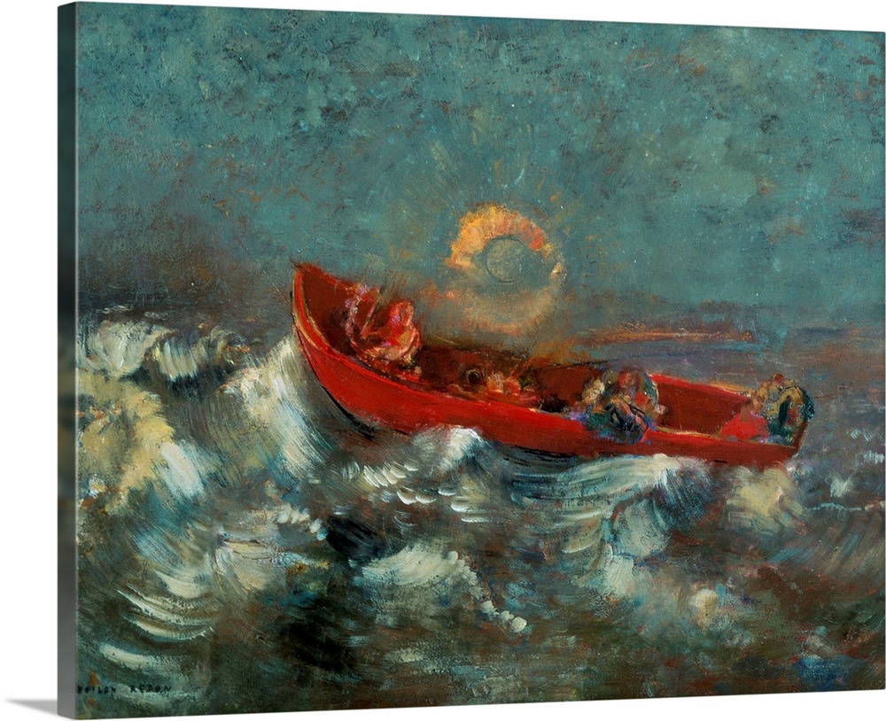 XIR37340 The Red Boat, 1905 (oil on canvas)  by Redon, Odilon (1840-1916); 32x40.5 cm; Musee d'Orsay, Paris, France; Girau...