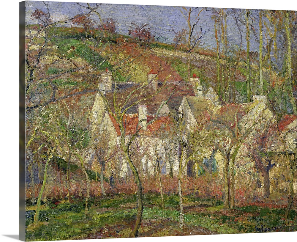 XIR30235 The Red Roofs, or Corner of a Village, Winter, 1877 (oil on canvas)  by Pissarro, Camille (1831-1903); 54.5x65.5 ...