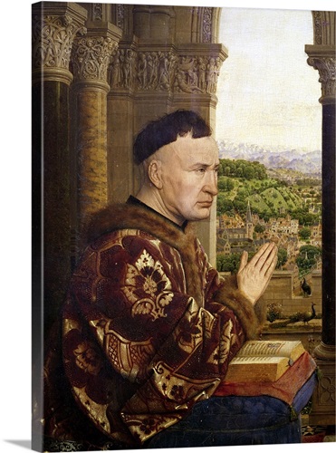 The Rolin Madonna (La Vierge de Chancelier Rolin) detail of Chancellor ...