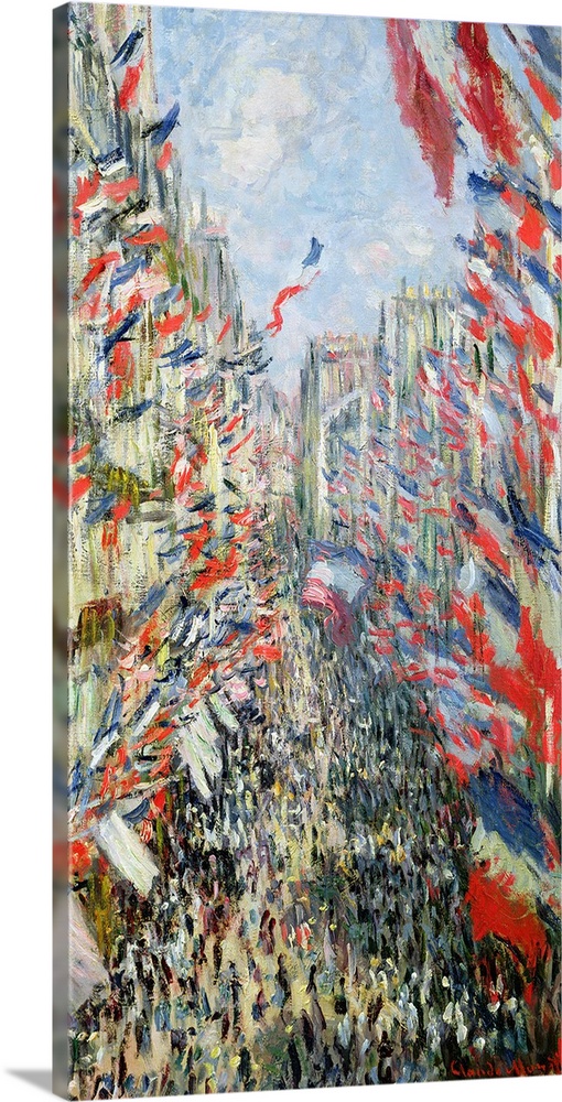 XIR52219 The Rue Montorgueil, Paris, Celebration of June 30, 1878 (oil on canvas)  by Monet, Claude (1840-1926); 80x48.5 c...
