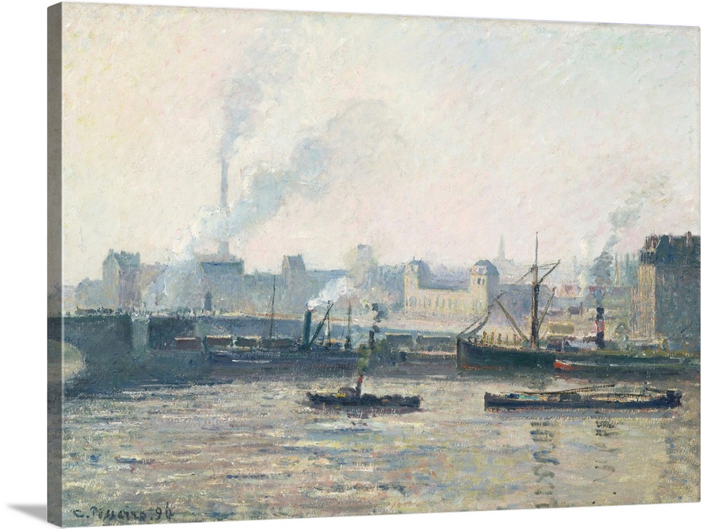 The Saint-Sever Bridge, Rouen: Mist, 1896 (originally oil on canvas) by Pissarro, Camille (1830-1903)