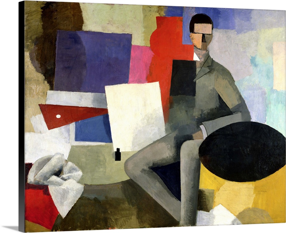 XIR154629 The Seated Man, or The Architect (oil on canvas); by La Fresnaye, Roger de (1885-1925); Musee National d'Art Mod...