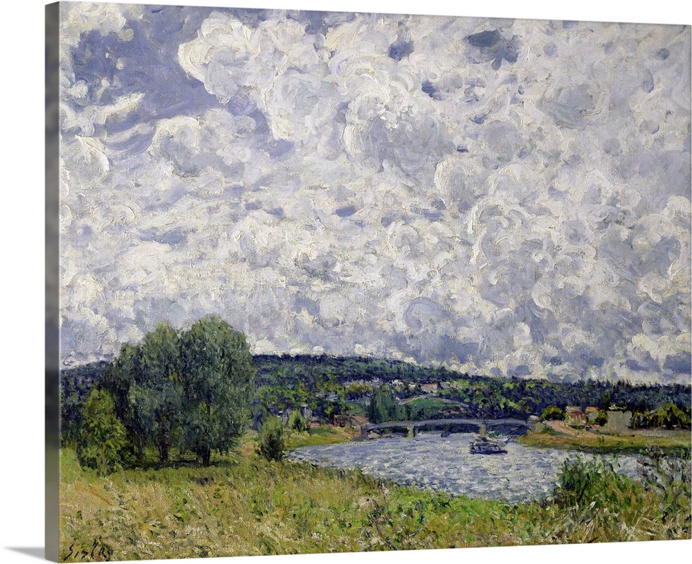 XIR33178 The Seine at Suresnes, 1877 (oil on canvas)  by Sisley, Alfred (1839-99); 60.5x73.5 cm; Musee d'Orsay, Paris, Fra...