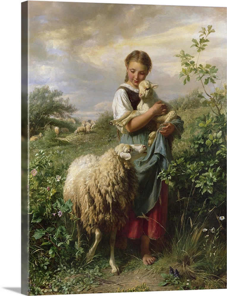 CH35082 The Shepherdess, 1866 by Hofner, Johann Baptist (1832-1913); Private Collection; Photo .... Christie's Images; Ger...
