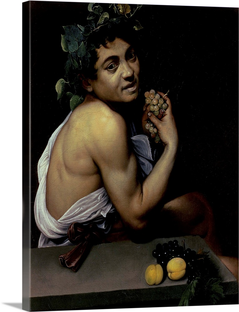 XIR55903 The Sick Bacchus, 1591 (oil on canvas)  by Caravaggio, Michelangelo Merisi da (1571-1610); 67x53 cm; Galleria Bor...