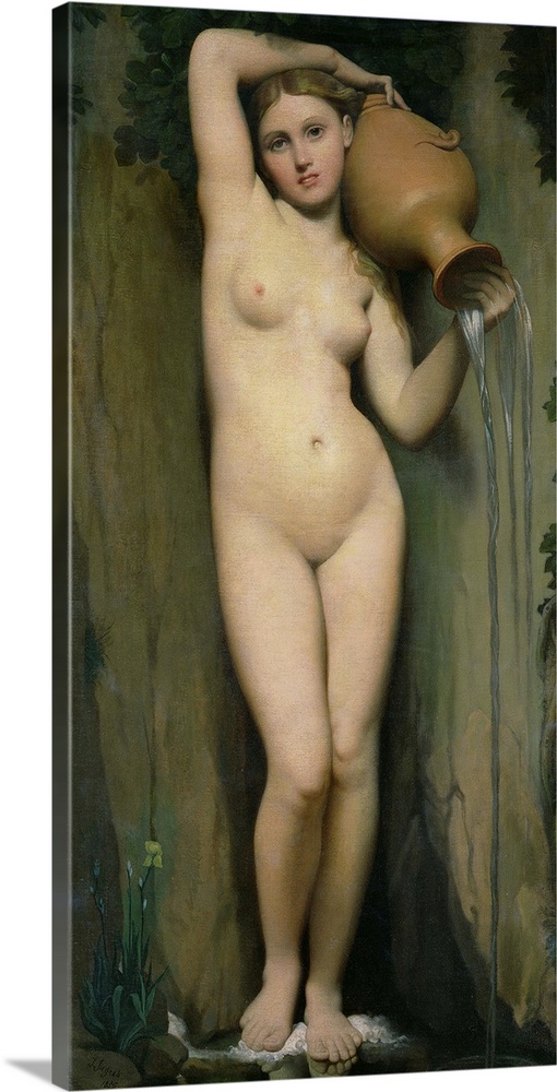 XIR67211 The Source, 1856 (oil on canvas); by Ingres, Jean Auguste Dominique (1780-1867); 163x80 cm; Musee d'Orsay, Paris,...