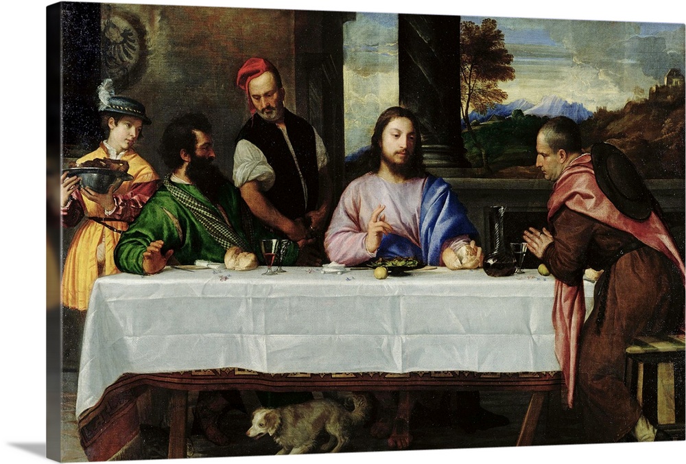 The Supper at Emmaus, c.1535 (oil on canvas)  by Titian (Tiziano Vecellio) (c.1488-1576).
