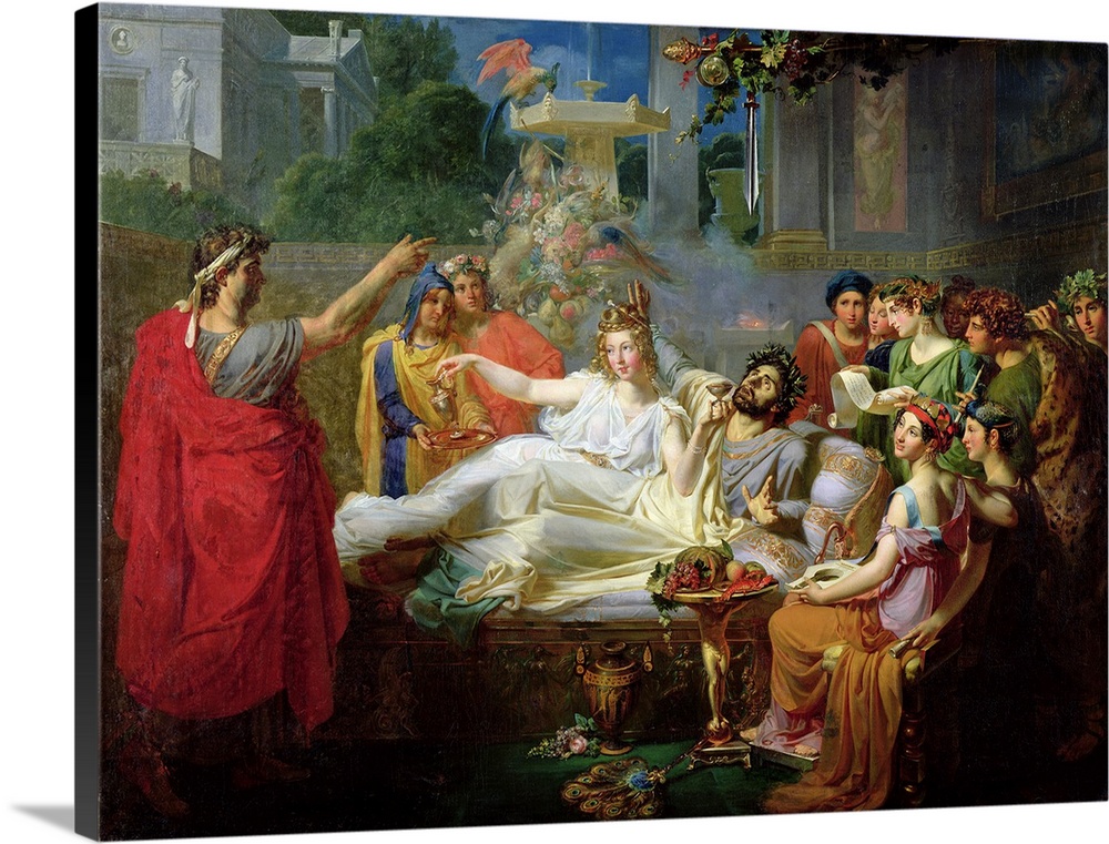 XAV27895 The Sword of Damocles (oil on canvas)  by Auvray, Felix (1800-33); 190x260 cm; Musee des Beaux-Arts, Valenciennes...
