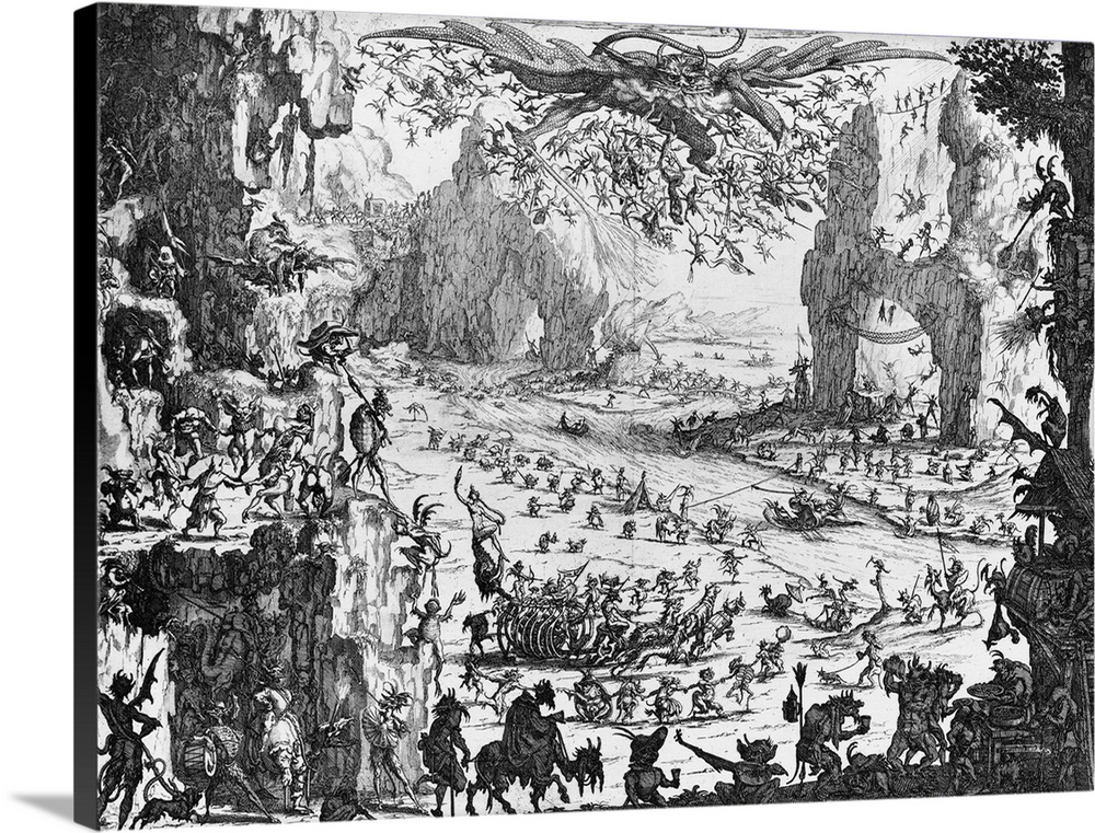 The Temptation of St. Anthony (engraving) (b/w photo) by Callot, Jacques (1592-1635)