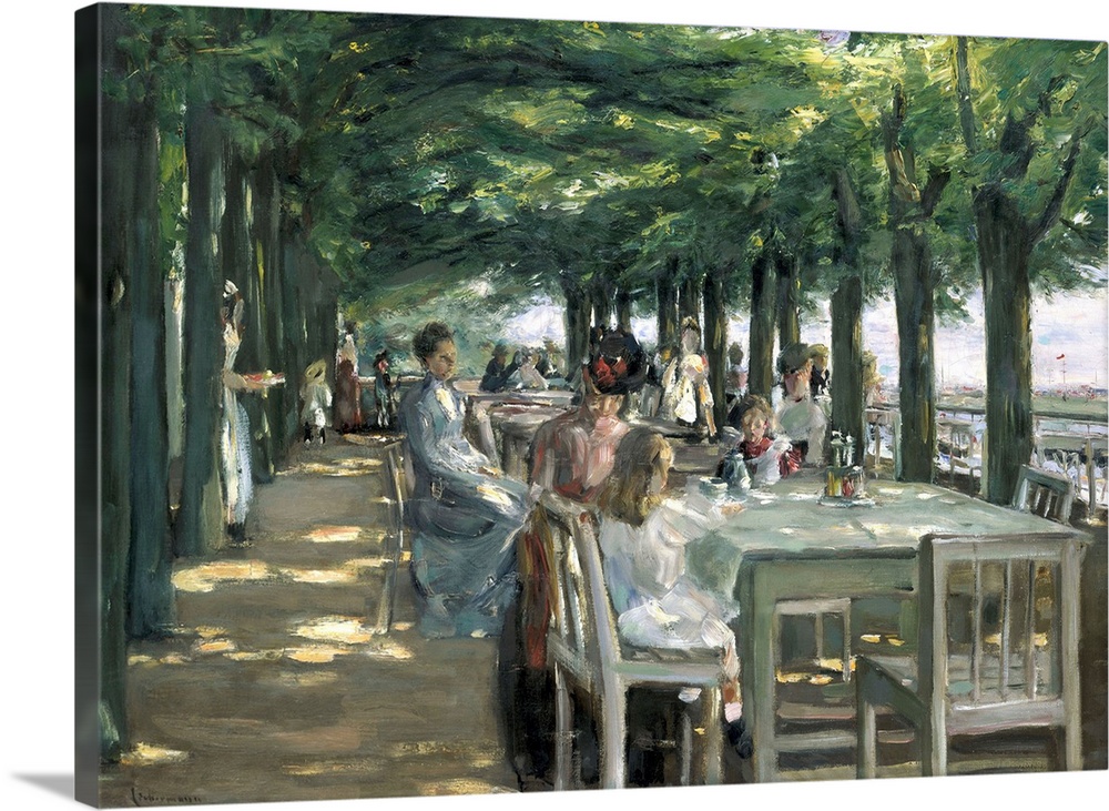 XKH144751 The Terrace at the Restaurant Jacob in Nienstedten on the Elbe, 1902 (oil on canvas)  by Liebermann, Max (1847-1...