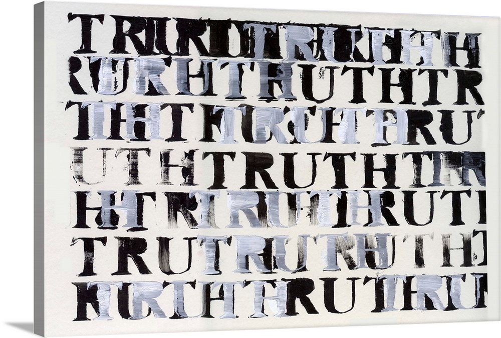 The Truth in Black and White, 2015, acrylic with stencil on card.  By Nancy Moniz Charalmbous.