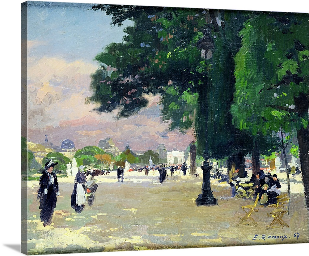 XIR175519 The Tuileries (oil on canvas)  by Renoux, Jules Ernest (1863-1932); Private Collection; Giraudon; French, out of...
