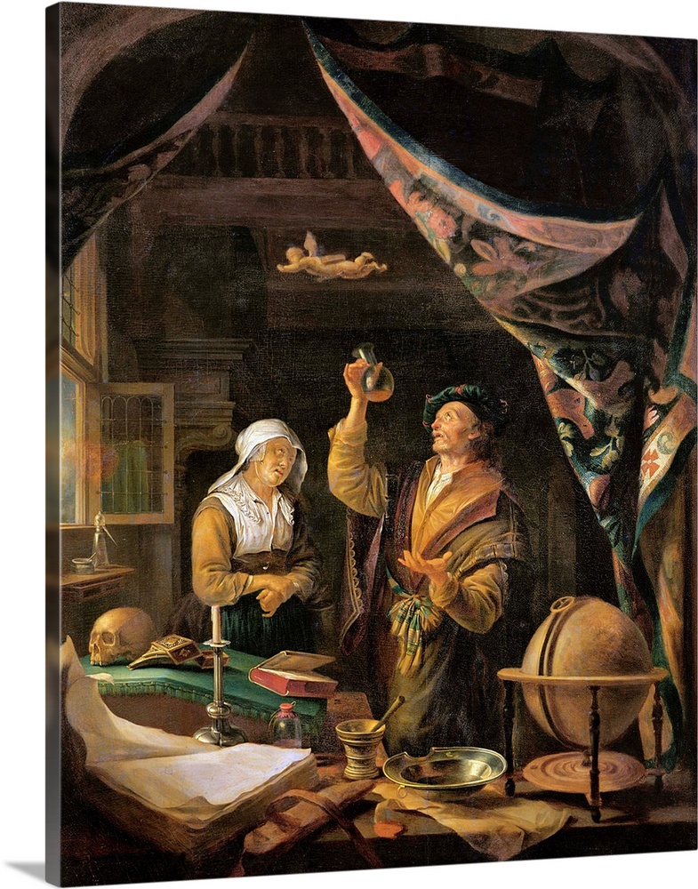 XIR168379 The Urine Doctor (oil on canvas) by Dou, Gerrit or Gerard (1613-75)