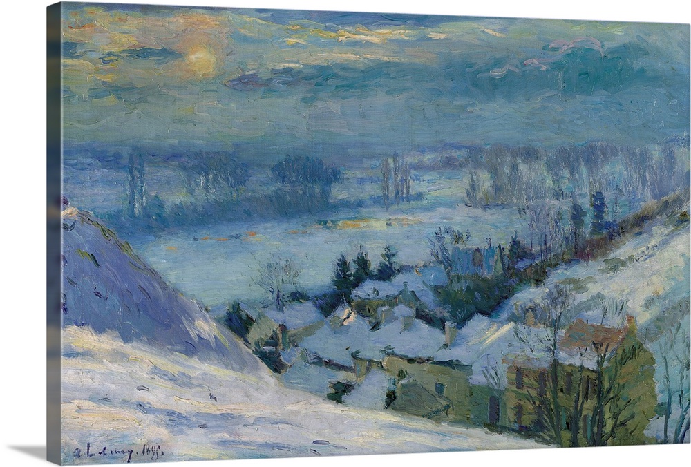 XNK82260 The Village of Herblay under snow, 1895; by Lebourg, Albert-Charles (1849-1928); oil on canvas; 40x65 cm; Musee d...