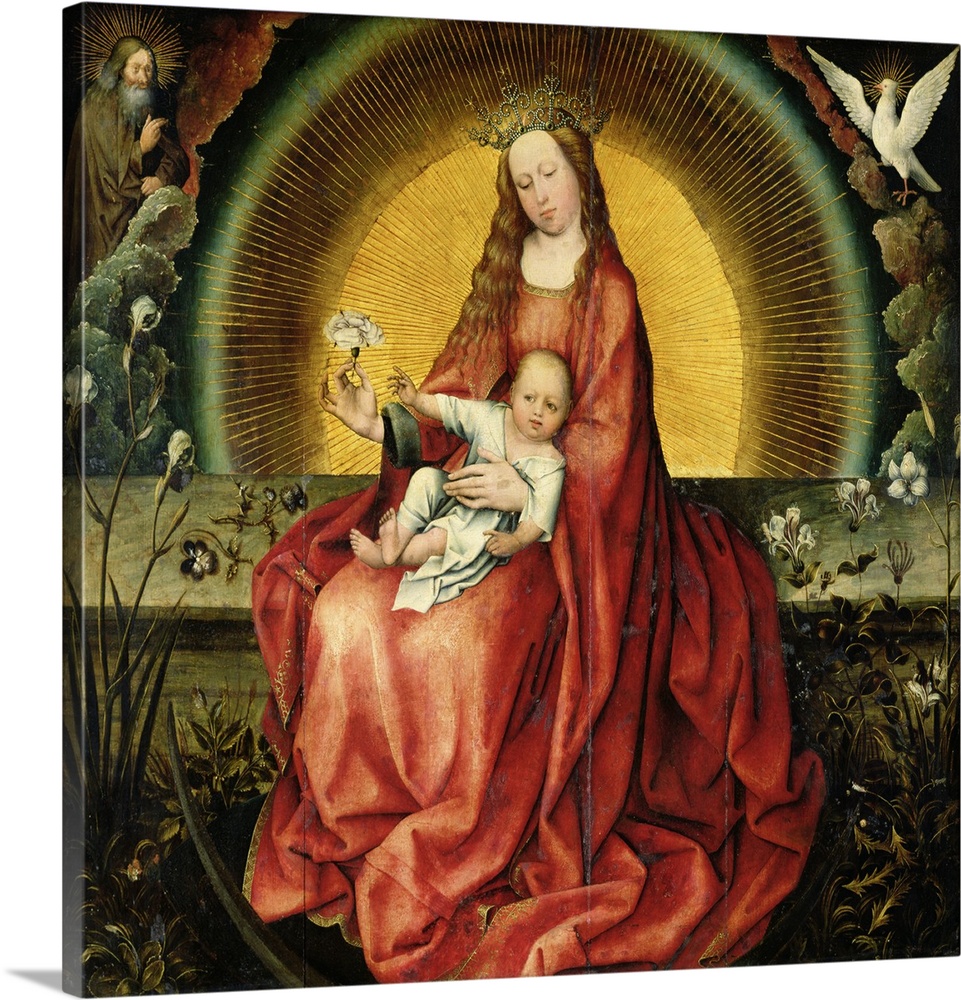 XIR43200 The Virgin and Child (oil on panel)  by Master of Flemalle, (Robert Campin) (1375/8-1444); 83x90 cm; Musee de la ...