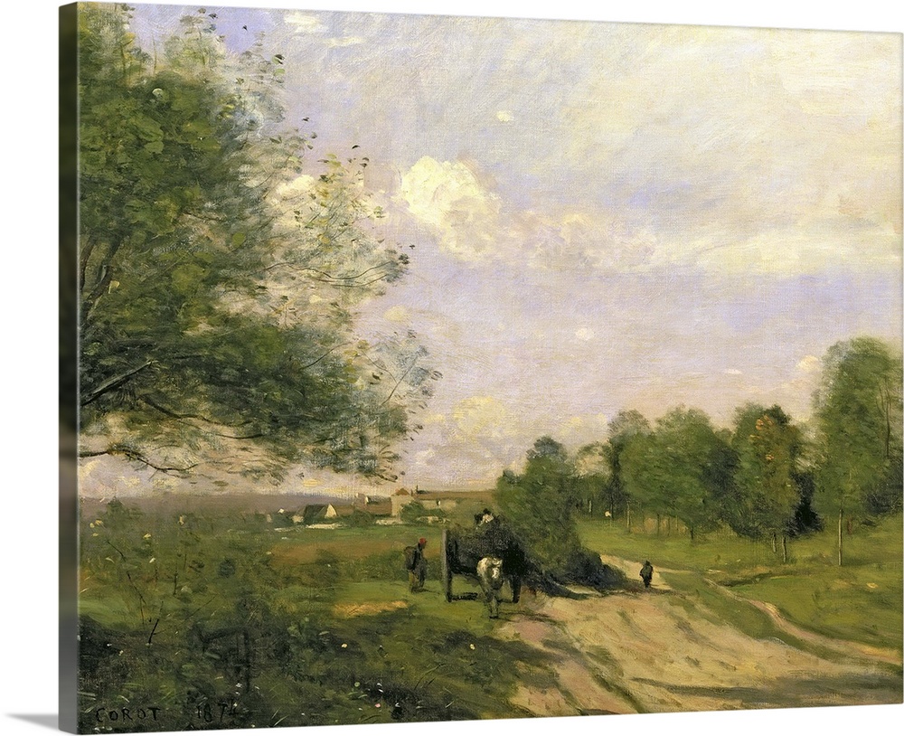 XCF282004 The Wagon, Souvenir of Saintry, 1874 (oil on canvas)  by Corot, Jean Baptiste Camille (1796-1875); 47x56.8 cm; N...