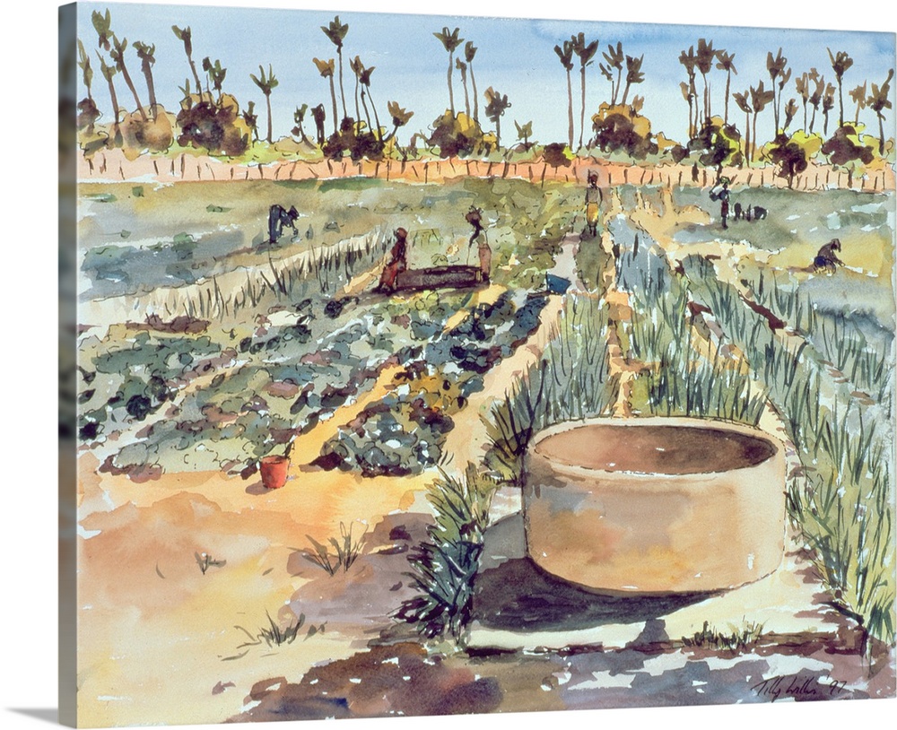 Contemporary painting of a field of crops in Senegal.