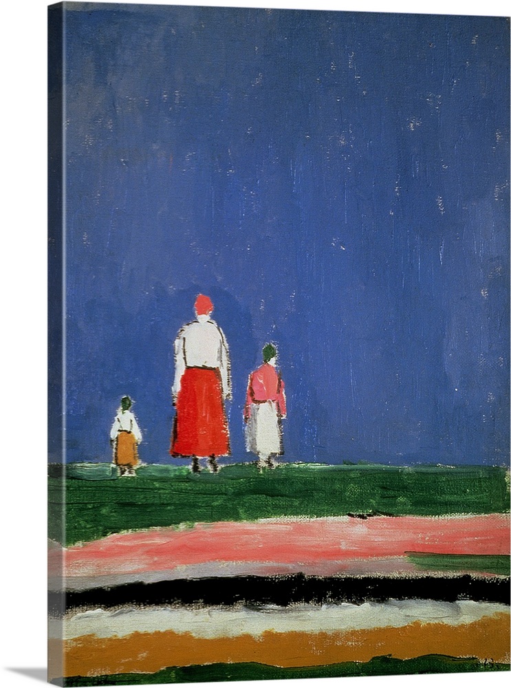 BAL75857 Three Figures, 1913-28 (oil on canvas)  by Malevich, Kazimir Severinovich (1878-1935); 37x27 cm; Private Collecti...