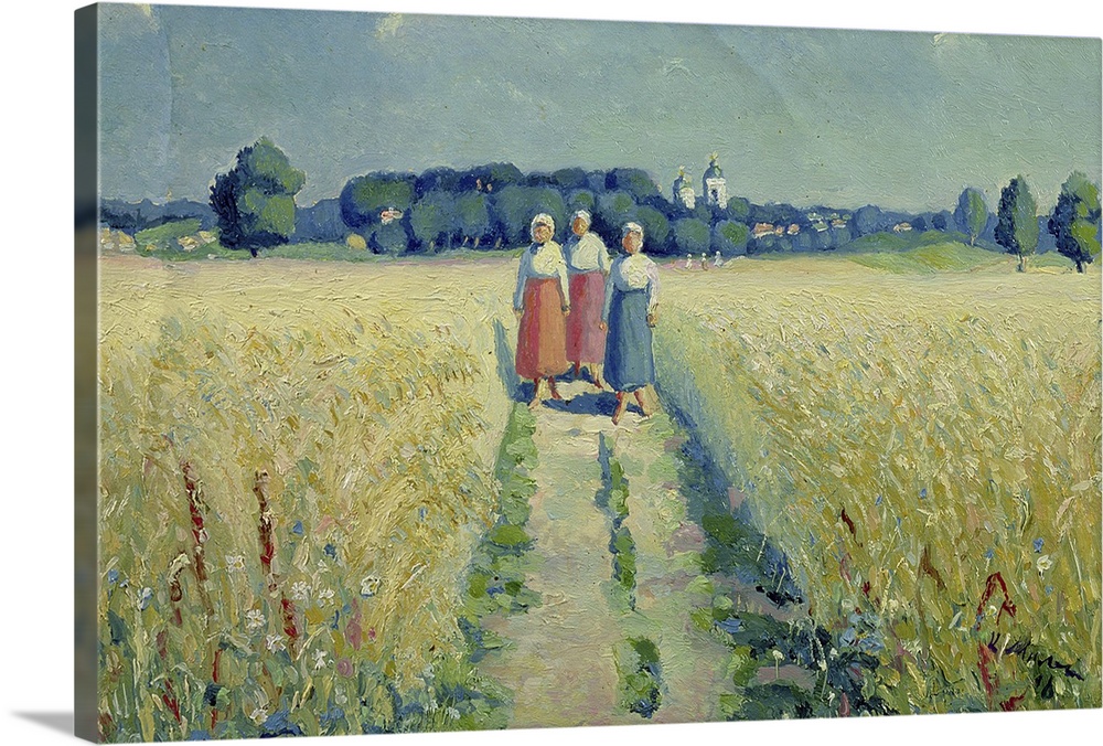 SRM96259 Three Women on a Road, 1900 (oil on canvas) by Malevich, Kazimir Severinovich (1878-1935); 28.5x43 cm; State Russ...