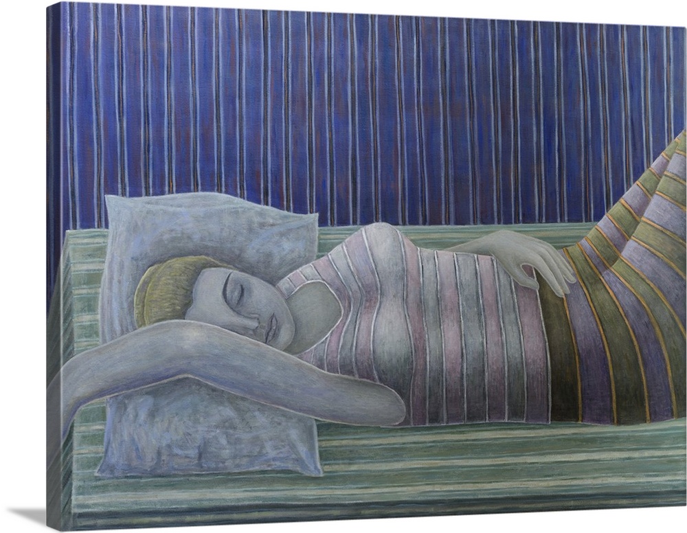 To Sleep, Perchance to Dream, Stripes, 2014, oil on canvas.  By Ruth Addinall.