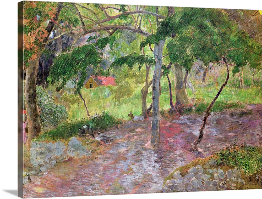 XIR95493 Tropical Landscape, Martinique, 1887 (oil on canvas); by Gauguin, Paul (1848-1903); 90x115 cm; Staatsgalerie Mode...