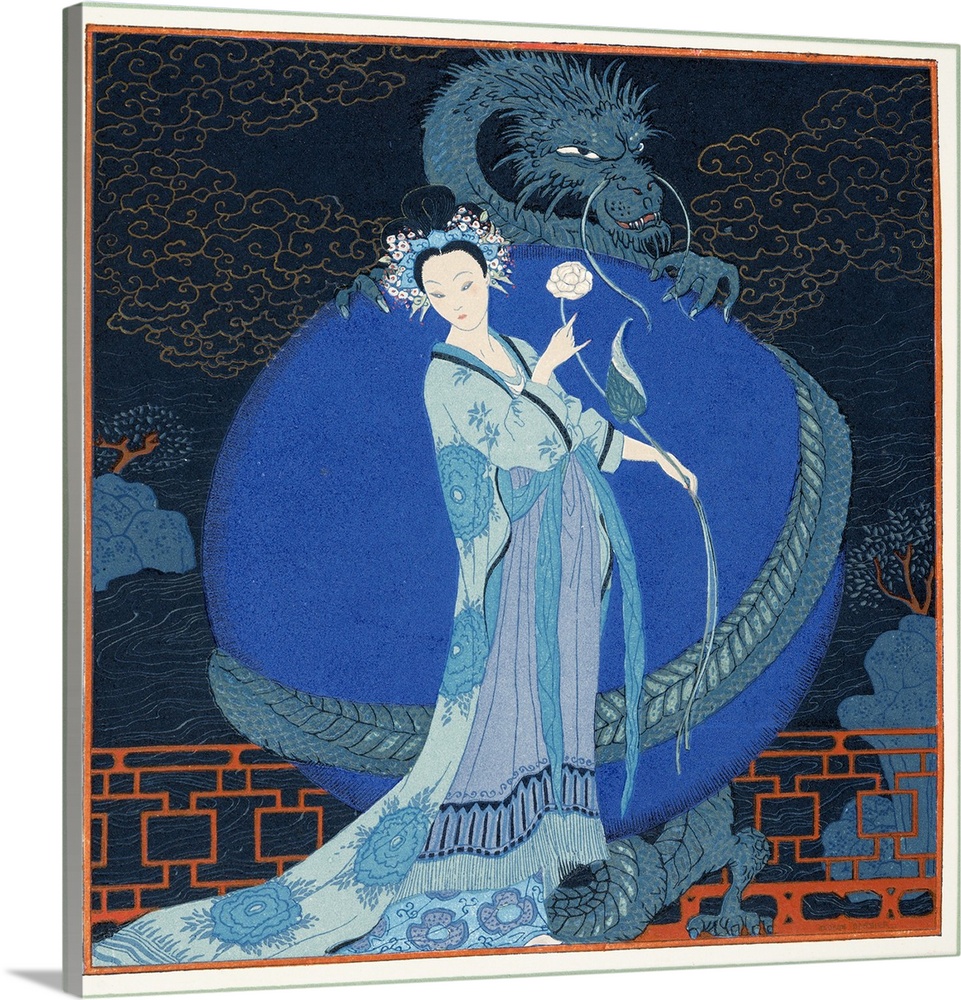 Turandot princesse de Chine, from Personages de Comedie, pub. 1922, pochoir print.  By Georges Barbier (1882-1932).