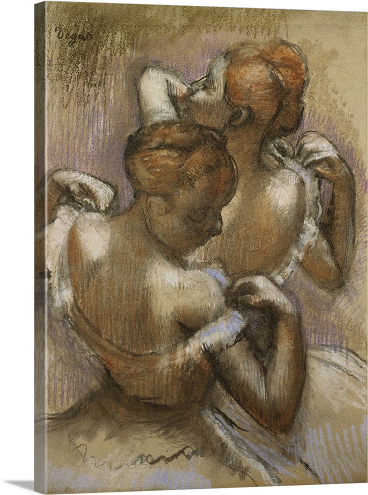 Two Dancers Adjusting their Shoulder Straps, c.1897 (pastel on paper laid down on board) by Degas, Edgar (1834-1917)