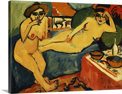 Two Nudes on a Blue Sofa; Zwei Akte auf Blauem Sofa, c.1910-1920
