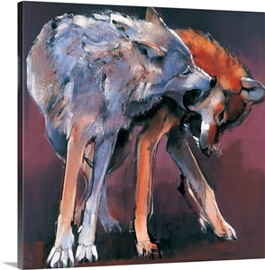 Two Wolves, 2001 (oil on canvas) Photo Canvas Print | Great Big Canvas