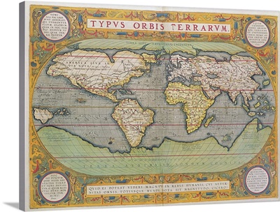 Typus Orbis Terrarum, map of the world, from Ortelius's 'Theatrum Orbis Terrarum'