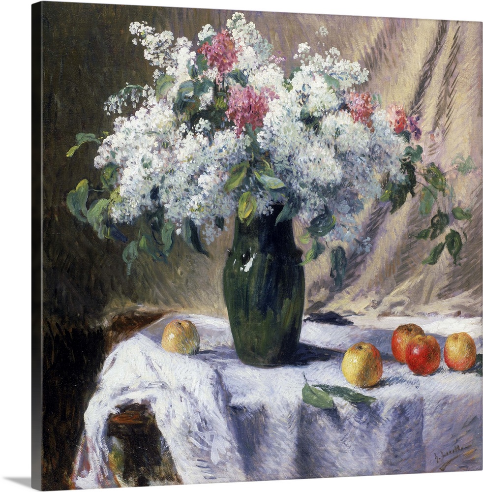 BAL227444 Vase of flowers (oil on canvas)  by Lerolle, Henri (1848-1929); 65x65 cm; Private Collection; Courtesy of Thomas...