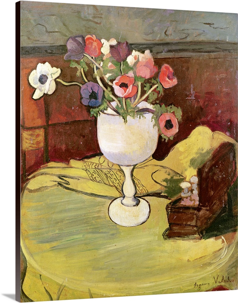 XIR205436 Vase of Flowers, Anemones in a White Glass (oil on canvas)  by Valadon, Marie Clementine (Suzanne) (1865-1938); ...