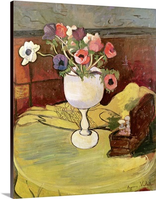 Vase of Flowers, Anemones in a White Glass
