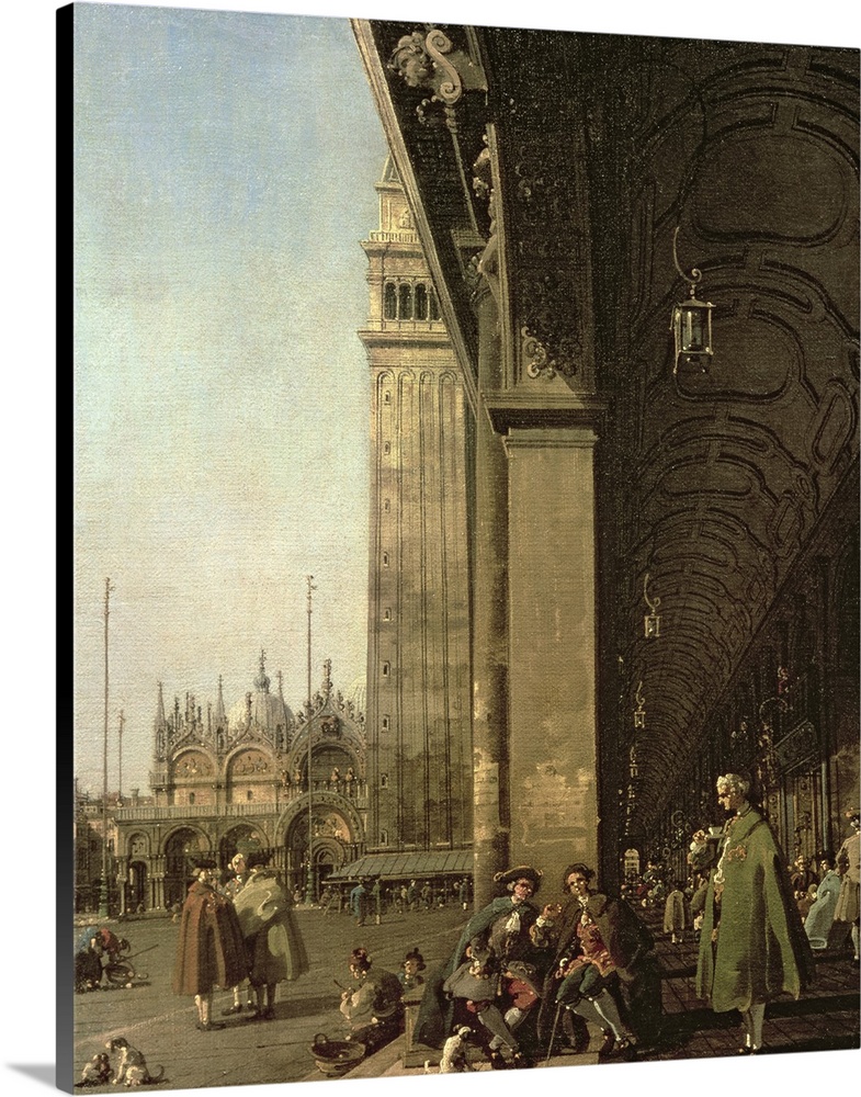 XCF32421 Venice: Piazza di San Marco and the Colonnade of the Procuratie Nuove, c.1756 (oil on canvas)  by Canaletto, (Gio...