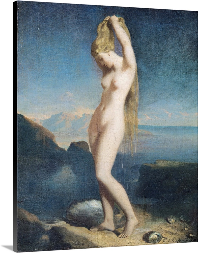 XIR83612 Venus Anadyomene, or Venus of the Sea, 1838 (oil on canvas)  by Chasseriau, Theodore (1819-56); 65.5x55 cm; Louvr...