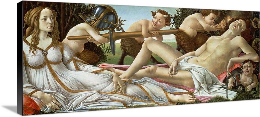 XIR3459 Venus and Mars, c.1485 (tempera and oil on panel)  by Botticelli, Sandro (1444/5-1510); 69.2x173.4 cm; National Ga...