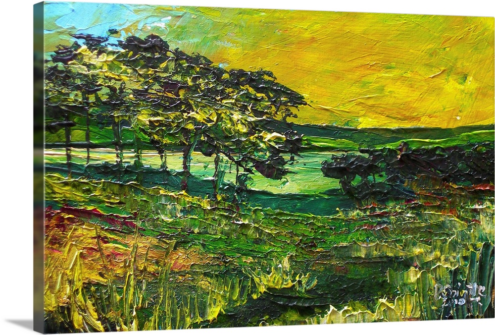 Contemporary painting of a scenic countryside landscape.