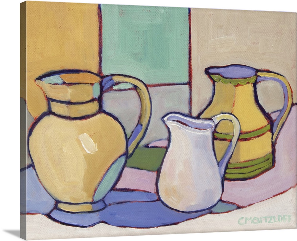 Vessels amidst soft hues, 2024. (Originally oil on canvas.)