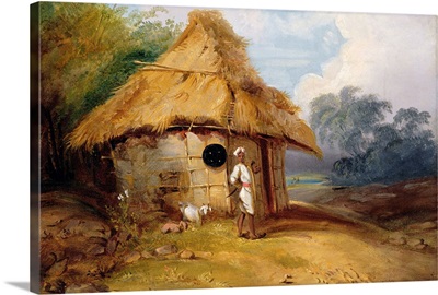 View in Southern India, with a Warrior Outside his Hut, c.1815
