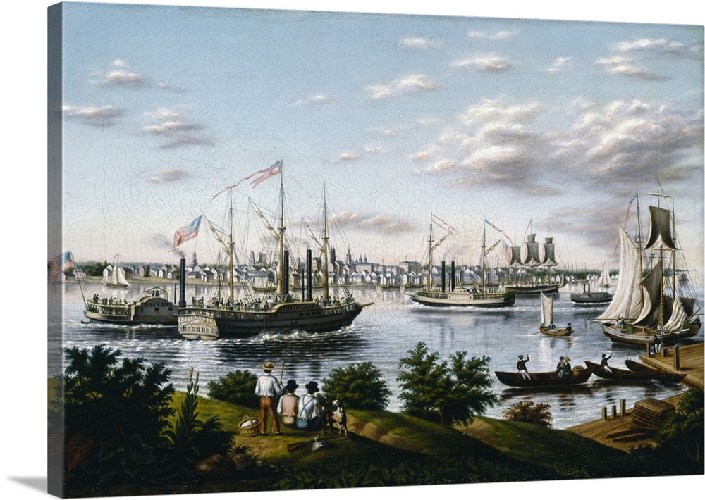 View of Detroit in 1836, 1836-37, oil on canvas.  By American School.