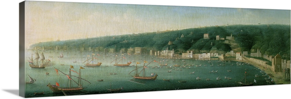 XAM72537 View of Naples from the east, 1730  by Butler, Gaspar (18th century); oil on canvas; Private Collection; English,...
